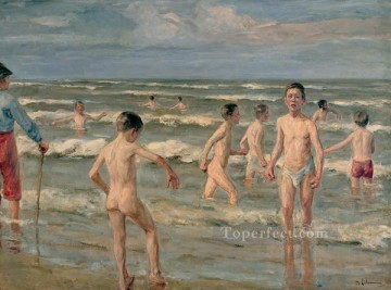 Max Liebermann Painting - niños bañándose 1900 Max Liebermann Impresionismo alemán